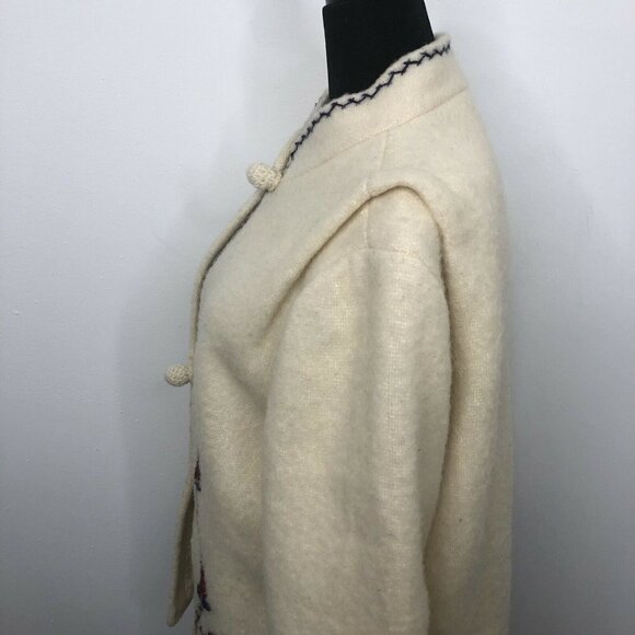 Vintage Fast Dves Wool Floral Embroidered Greece Jacket S Woman Hipster Grandma - Picture 3 of 12